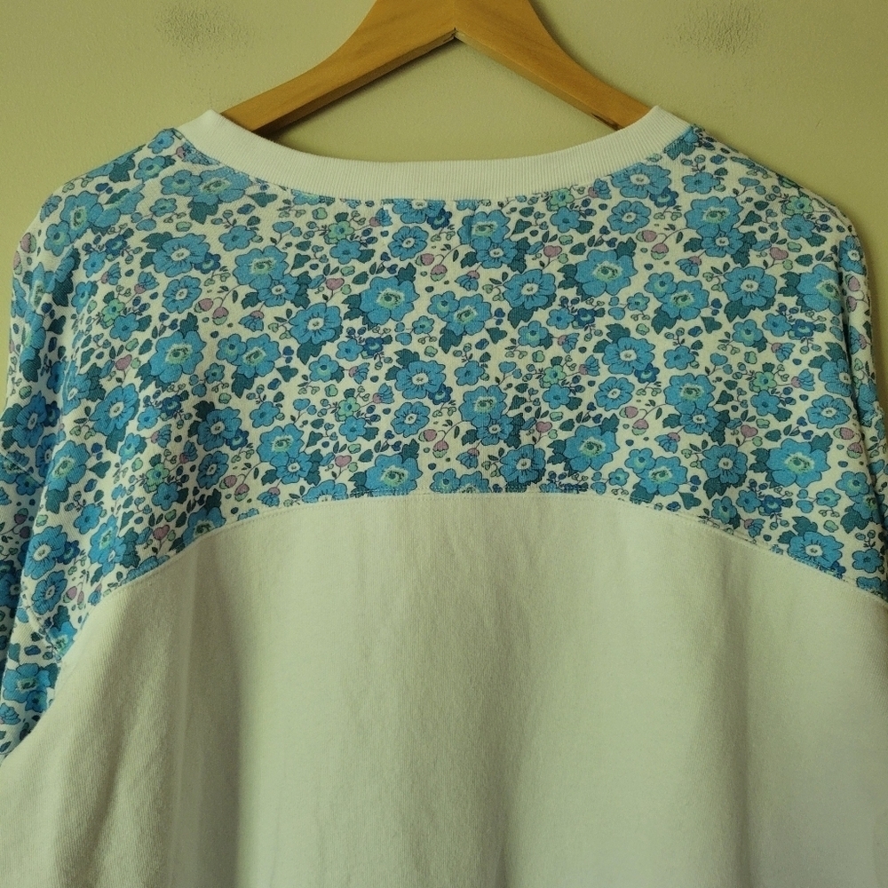 Preloved Cranleigh Cropped Sweatshirt Oversized Retro Blue Floral Size XL - Picture 7 of 10